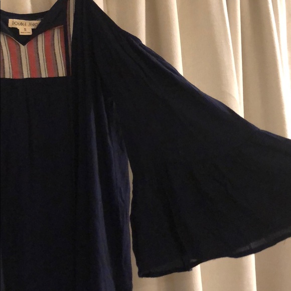 Navy long sleeve dress with cold shoulder - Picture 2 of 2